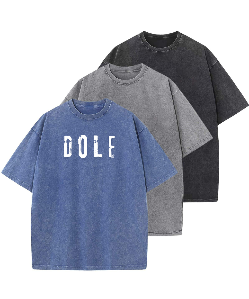 DOLF® Vintage Washed Oversized Tee – Unisex Retro Streetwear T-Shirt