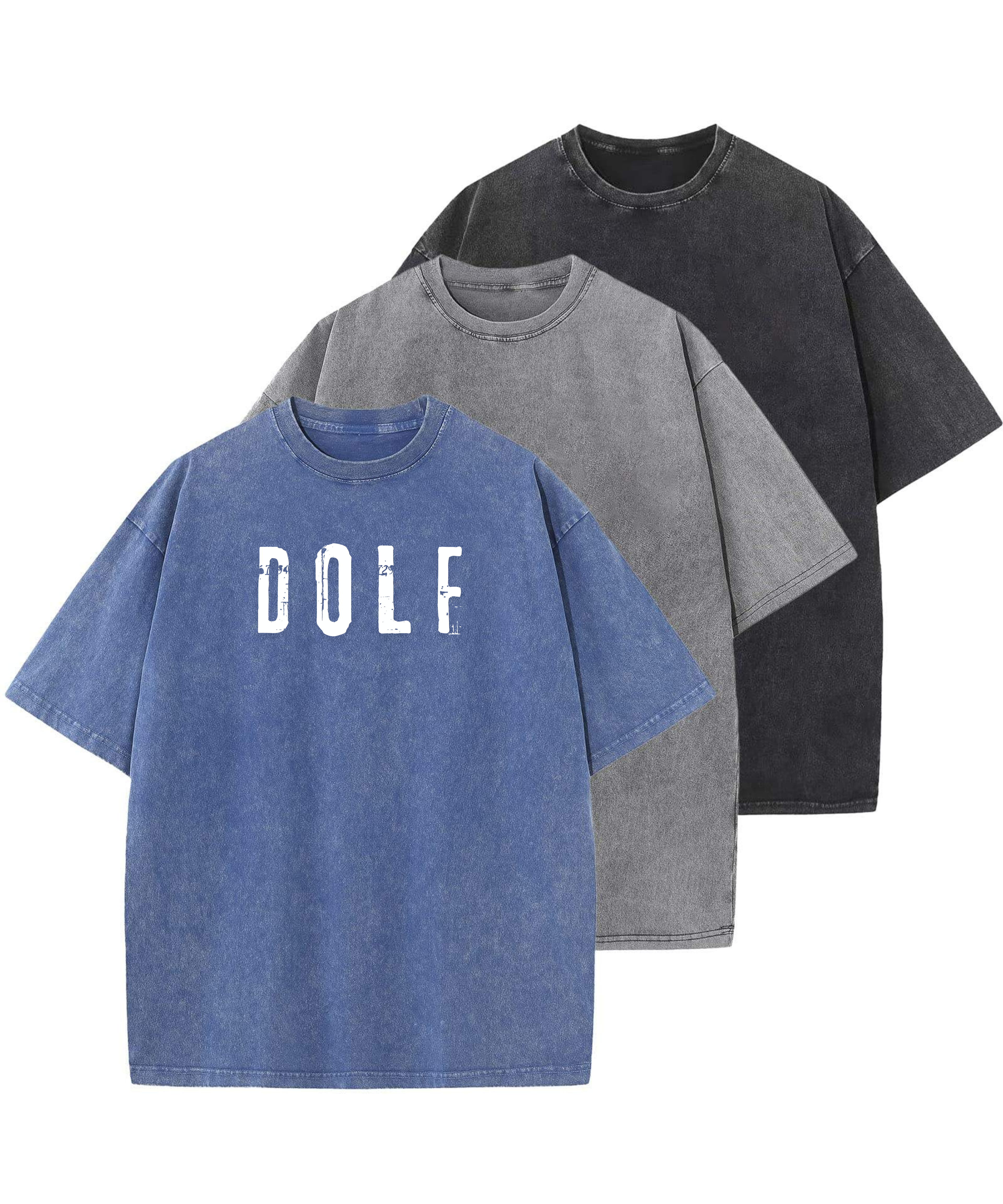 DOLF® Vintage Washed Oversized Tee – Unisex Retro Streetwear T-Shirt
