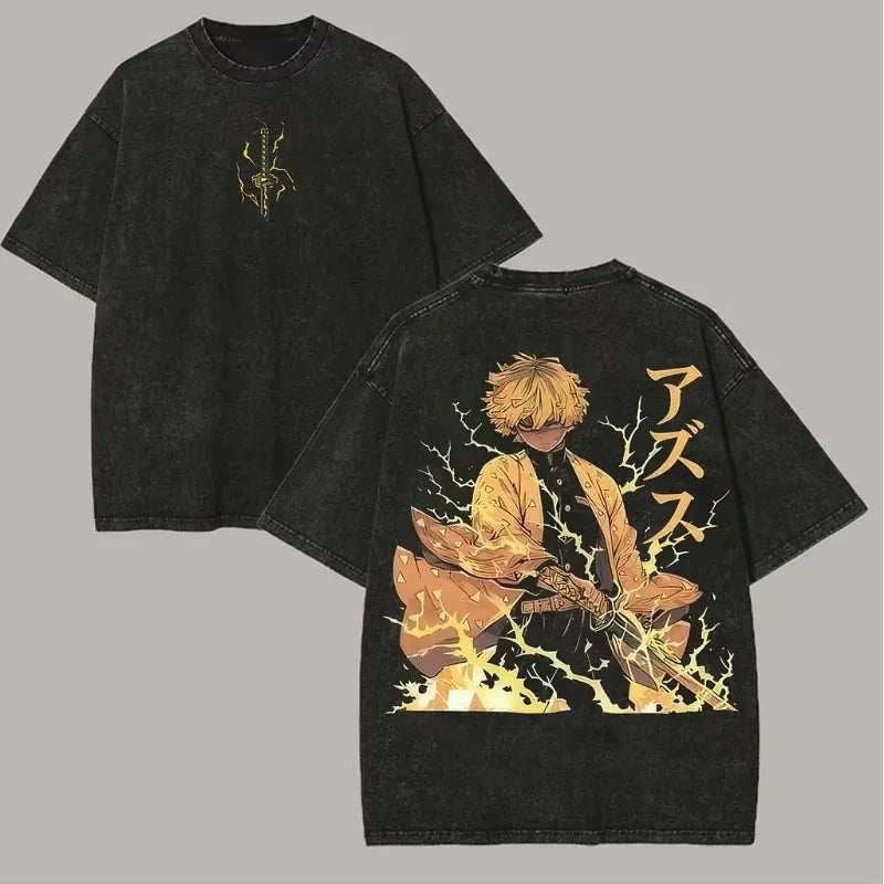 DOLF® Anime Flame Warrior Washed Oversized Tee