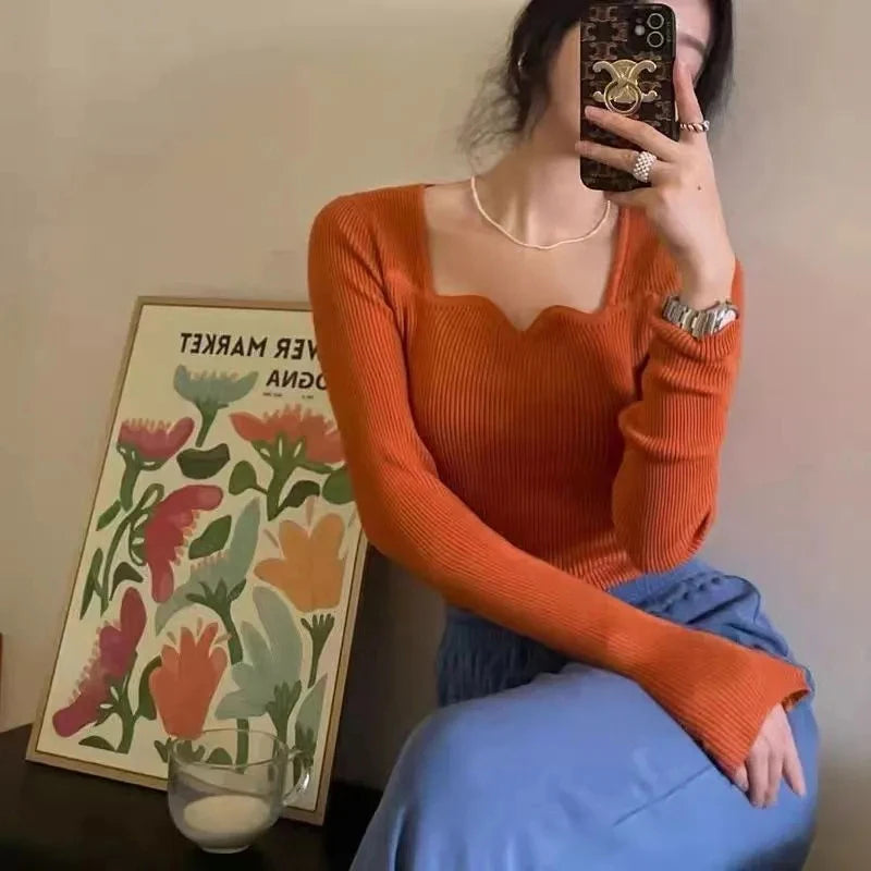 DOLF® Chic Square-Neck Knit Sweater