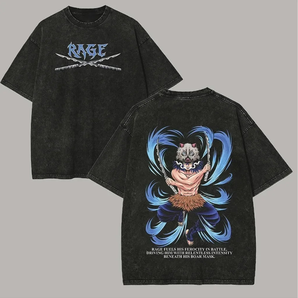 DOLF® Anime Flame Warrior Washed Oversized Tee