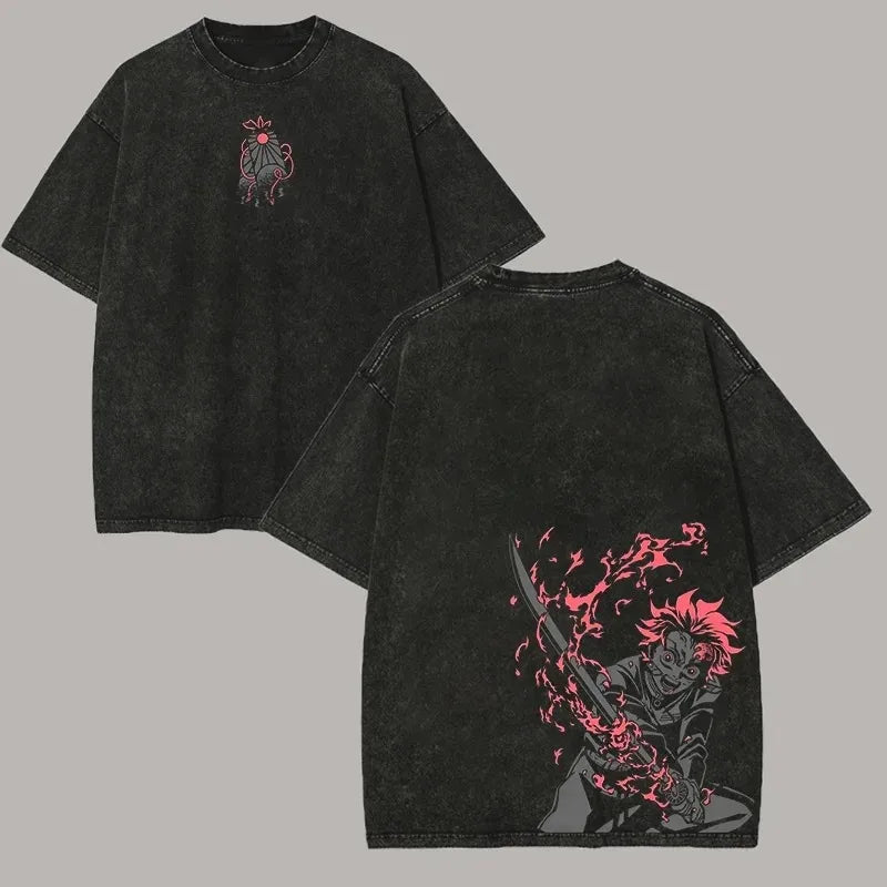 DOLF® Anime Flame Warrior Washed Oversized Tee
