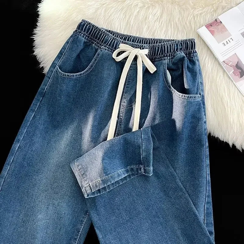 DOLF® CloudEase High-Waist Wide-Leg Drawstring Denim Pants