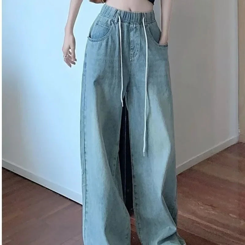 DOLF® CloudEase High-Waist Wide-Leg Drawstring Denim Pants