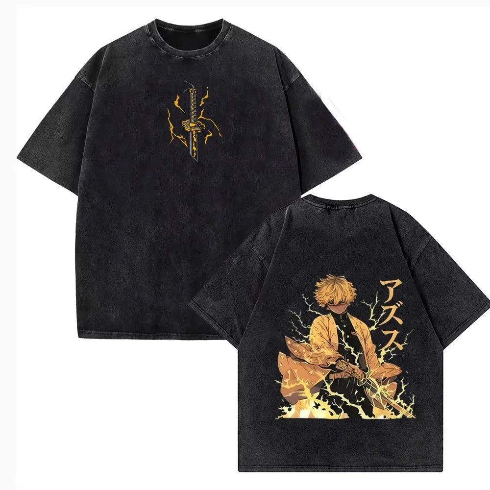 DOLF® Anime Flame Warrior Washed Oversized Tee