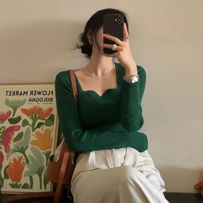 DOLF® Chic Square-Neck Knit Sweater