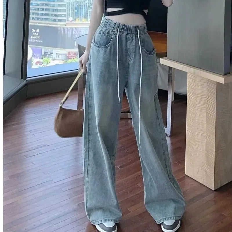 DOLF® CloudEase High-Waist Wide-Leg Drawstring Denim Pants