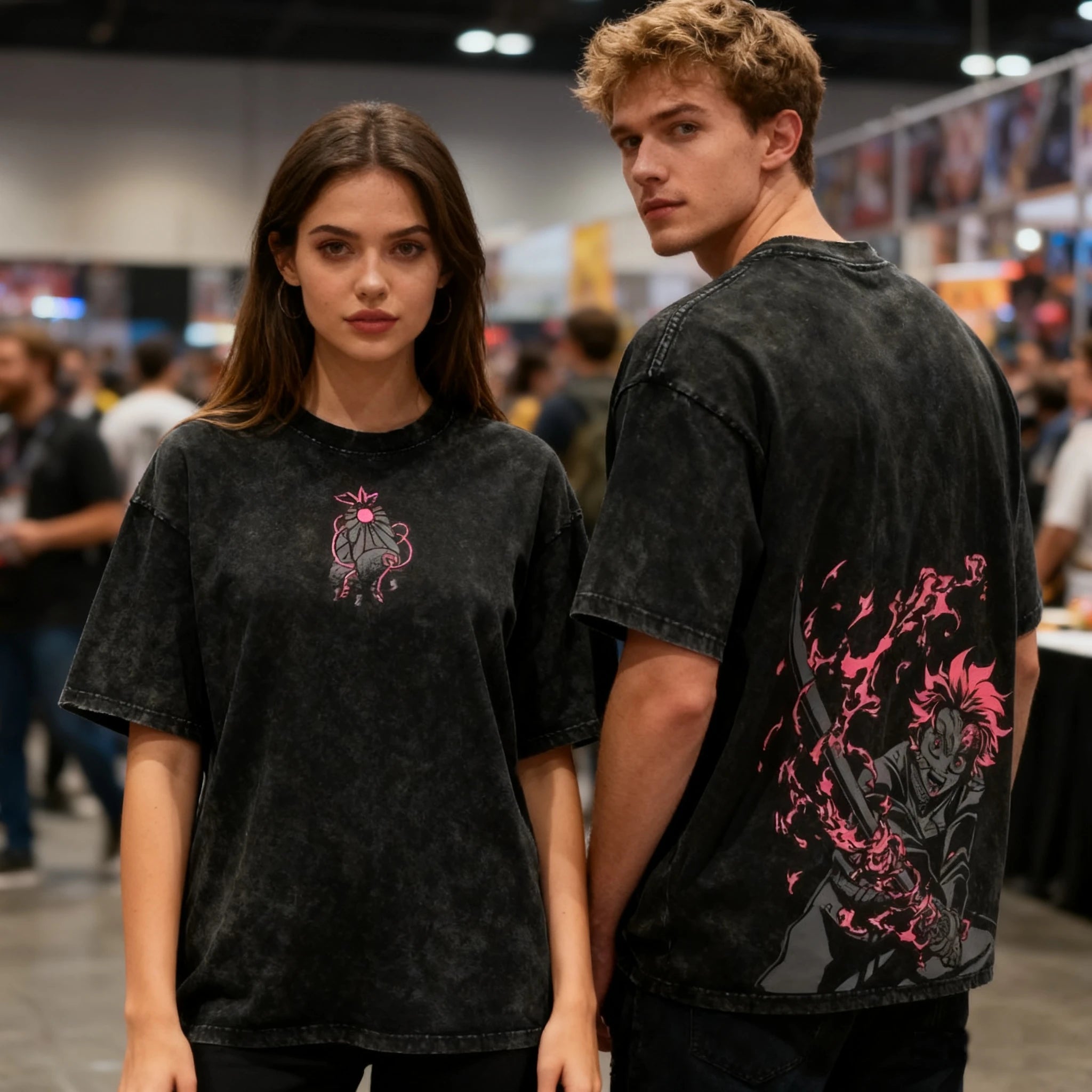 DOLF® Anime Flame Warrior Washed Oversized Tee